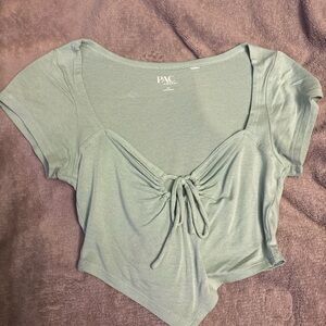 PacSun Sage Green Ruched Crop Top
